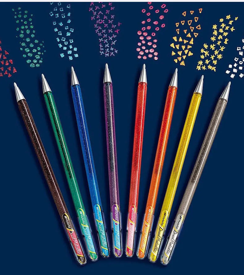 Flash K110 1.0mm gel pen with pearlescent glitter ink in eight colour options
