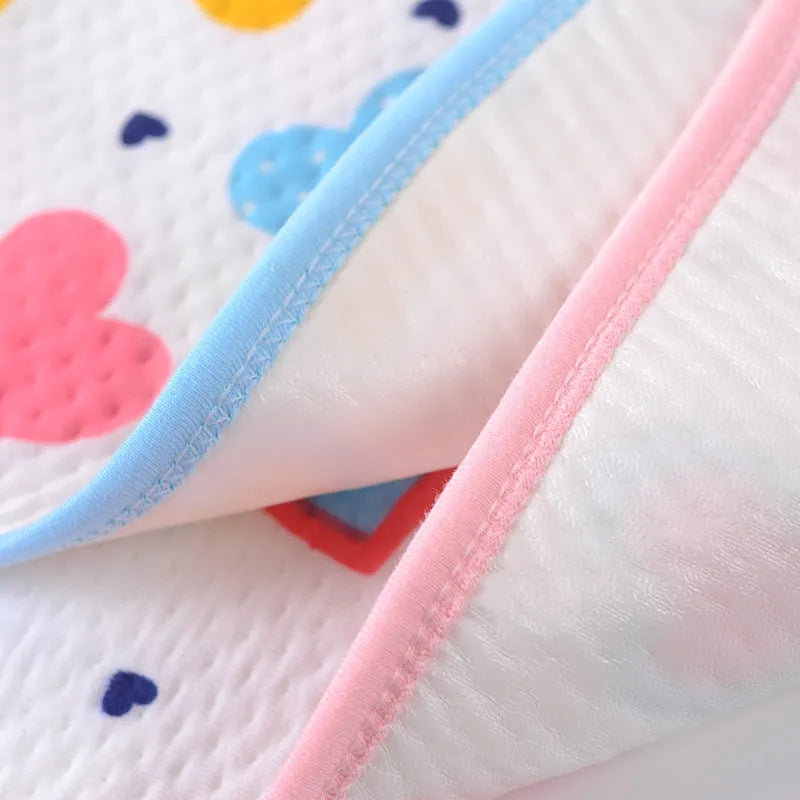 Ecological cotton maternity baby diaper pad in blue, pink, and yellow colour options, sizes 30x45cm to 80x100cm