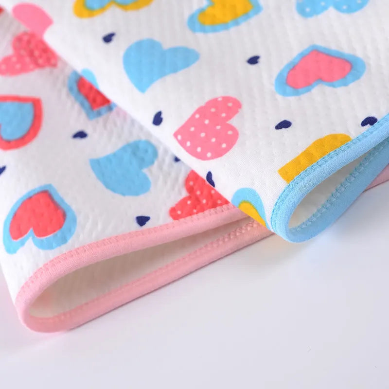 Ecological cotton maternity baby diaper pad in blue, pink, and yellow colour options, sizes 30x45cm to 80x100cm