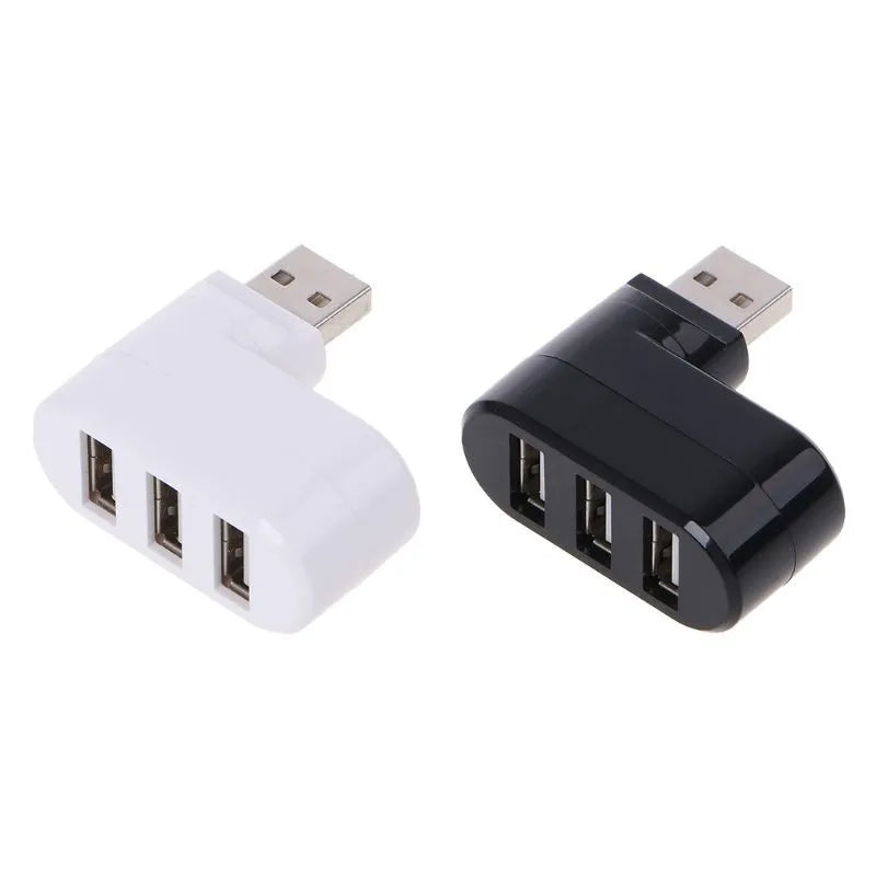 Black and white 4-port USB 2.0 hub for laptop connectivity expansion