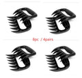 Two black bear claw meat shredder forks with patterned handles for barbecue use.