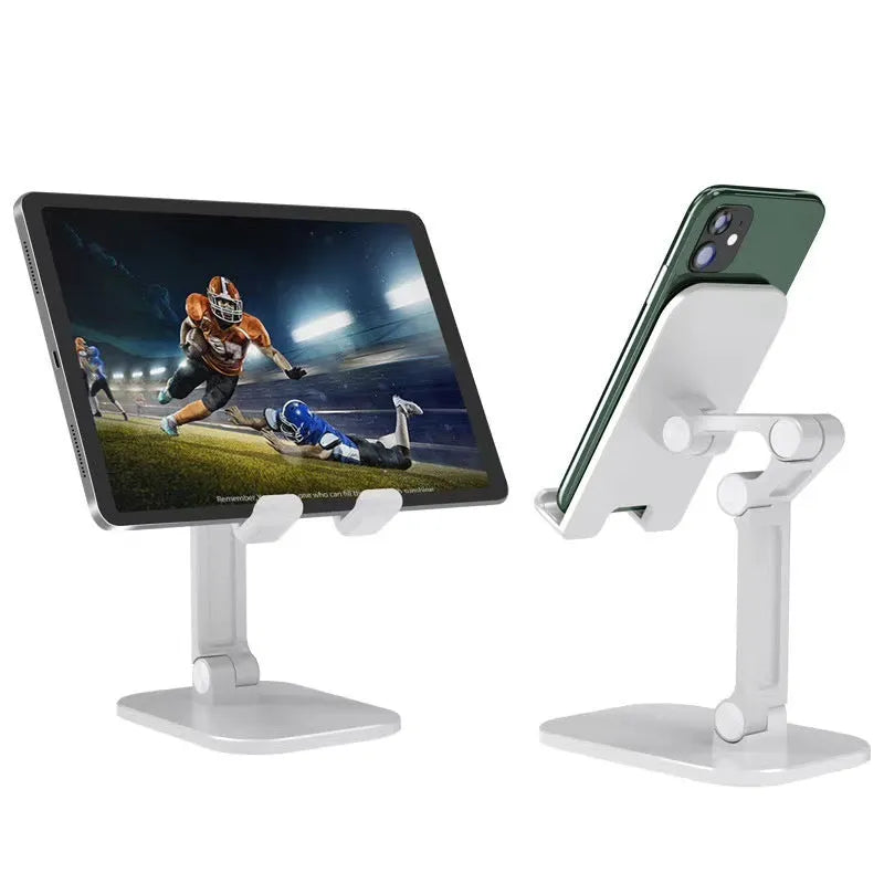 Universal metal folding phone holder in black, white or green with 360 rotating bracket for desktop, car or computer