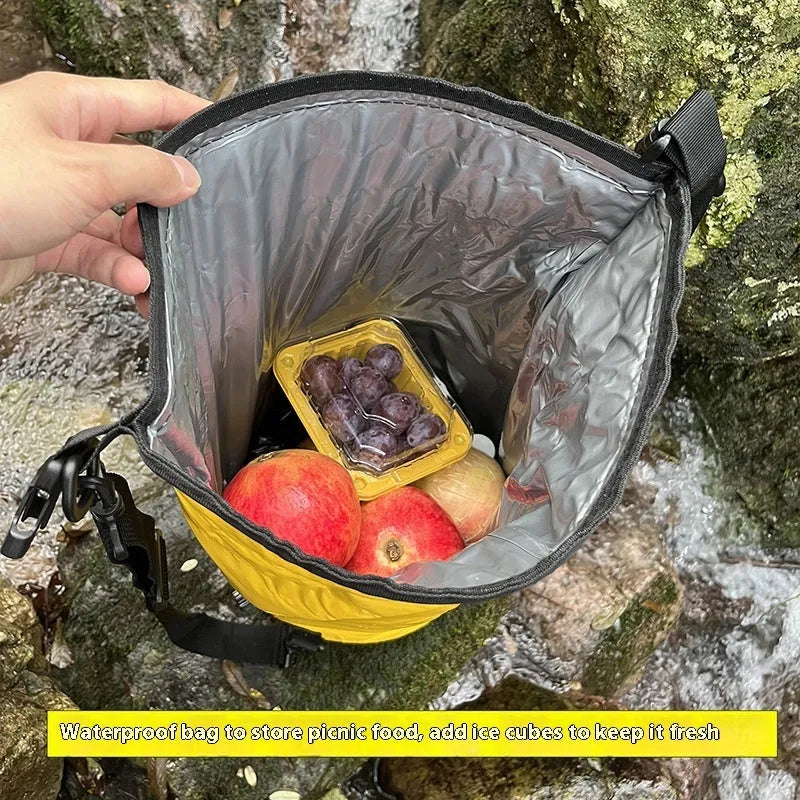 Yellow and black 20L waterproof PVC backpack with dry-wet separation compartments for outdoor activities