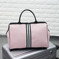 Large capacity striped travel gym bag with single shoulder, slant span, and portable carry, medium 44cm or large 50cm
