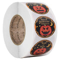 Roll of Halloween pumpkin pattern stickers, 500 pieces, PVC, 1 inch / 2.5 cm, candy colours