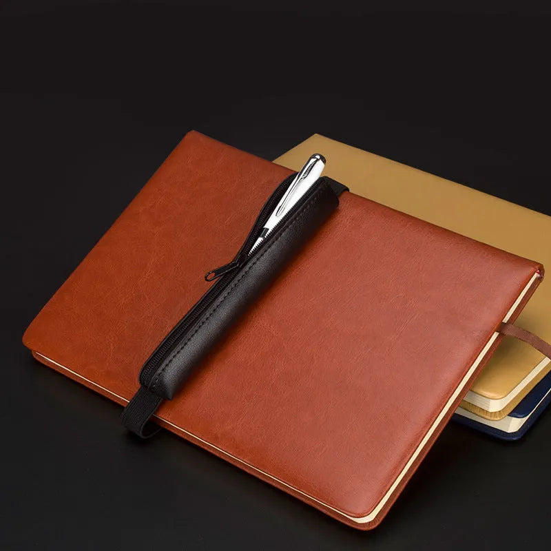 Long slim PU leather pencil case in beige grey, black, black crocodile pattern, and brown crocodile pattern.