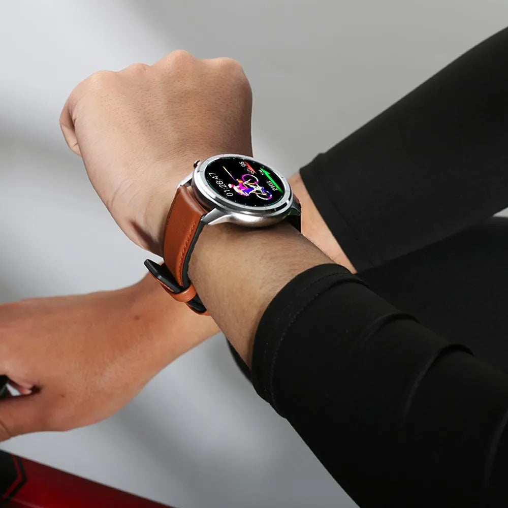 LEMFO LF26 smart bracelet with 1.3-inch screen showing display, touch controls and physical buttons