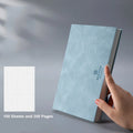 Hand painted square grid notebook with PU cover in lake blue colour, A5 size, locking plastic binding