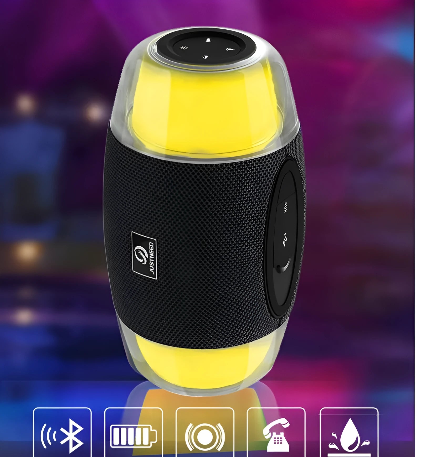 Wireless Bluetooth speaker subwoofer with ambient light, 198x110x106mm, blue cloth net grille