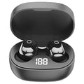 Bluetooth headset with charging box showing true power display LED window in white colour
