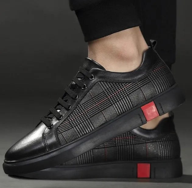 SOLEY men's genuine leather lace-up sneakers with rubber outsole, shown in a casual style.
