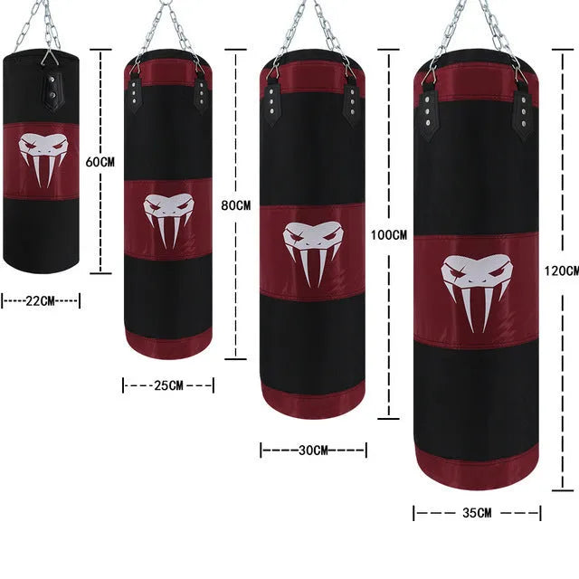 Canvas hanging boxing punching bag in black for martial arts and fitness training