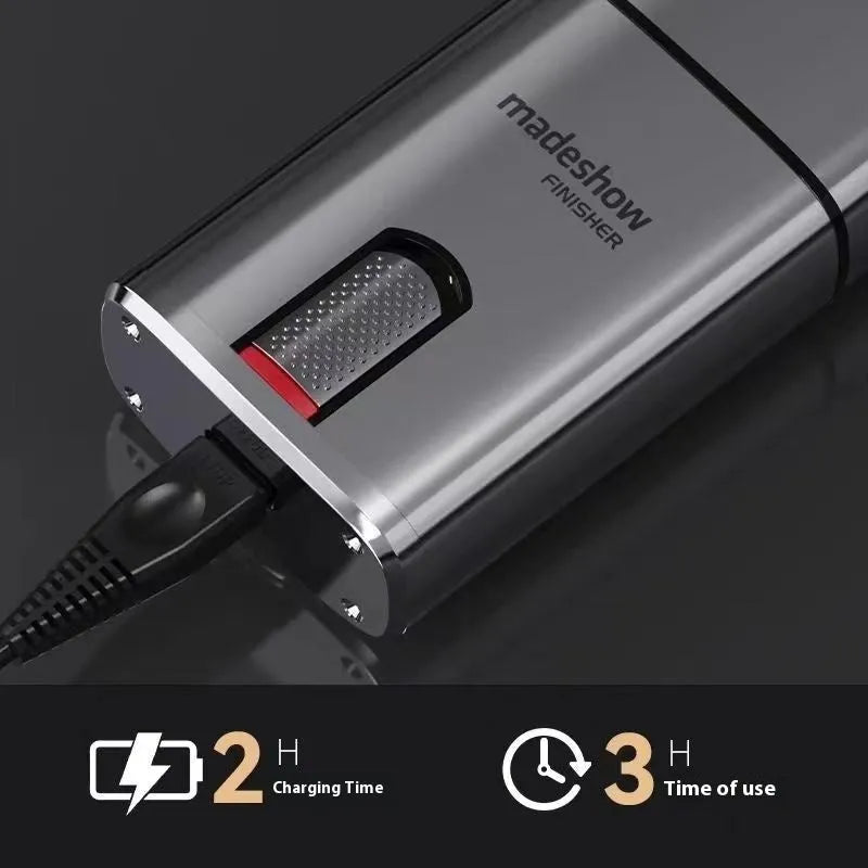 Silver household push light barber shop electric shaver with USB cable and stainless steel cutter head