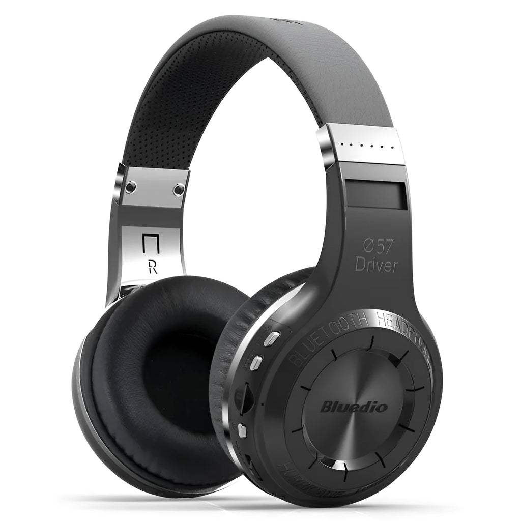 Hurricane series Bluetooth headset in black, stereo head-mounted wireless headphones with power display