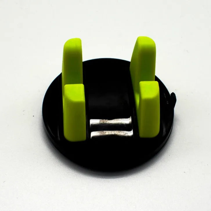 Mini dashboard car phone holder in black with 360-degree rotation, PC and silicone build, universal phone stand.