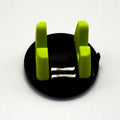 Mini dashboard car phone holder in black with 360-degree rotation, PC and silicone build, universal phone stand.
