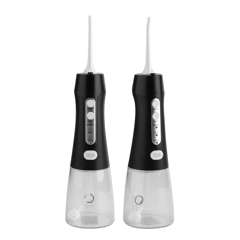 Portable electric tooth pulse water flosser with 300ml removable tank, three nozzles and IPX8 waterproof rating in avocado upgrade colour
