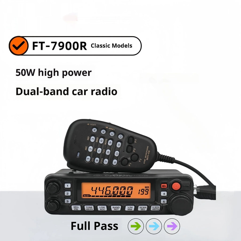High-power car interphone unit with 507 antenna and clamp options for vehicle mounting on self-driving tours.