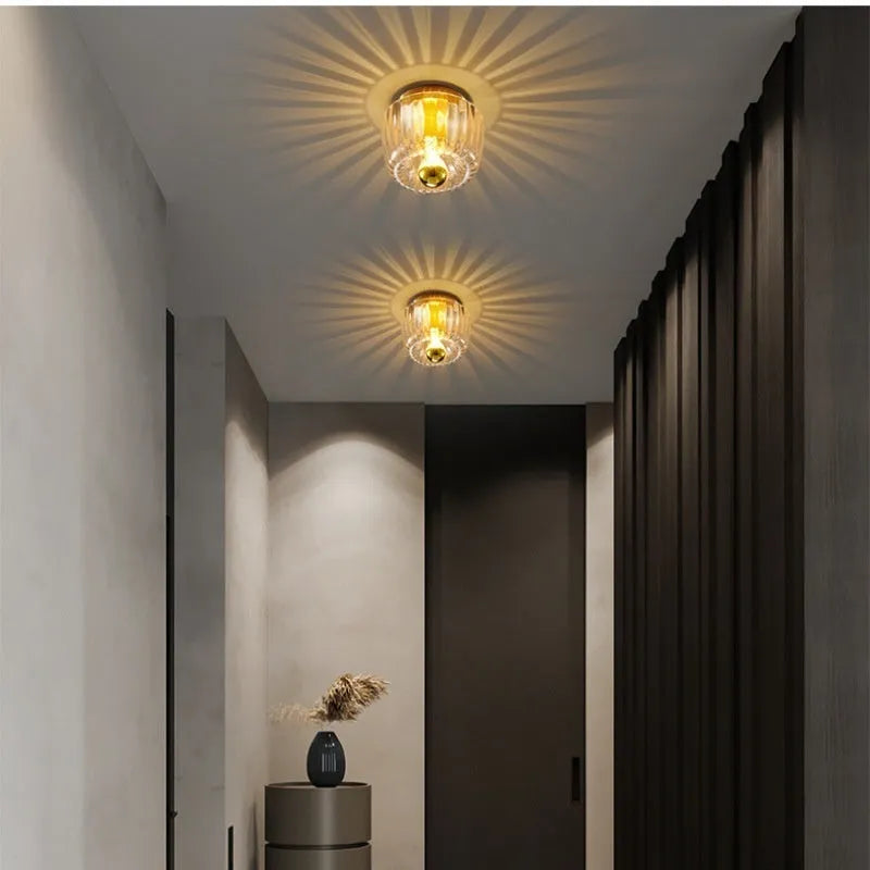 French ceiling light in transparent gold finish for bedroom or balcony 220V