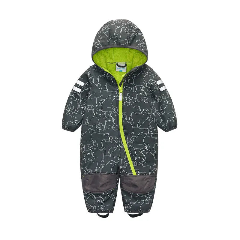 Baby fleece-lined softshell romper jumpsuit in grey, navy or pink, 80cm and 86cm