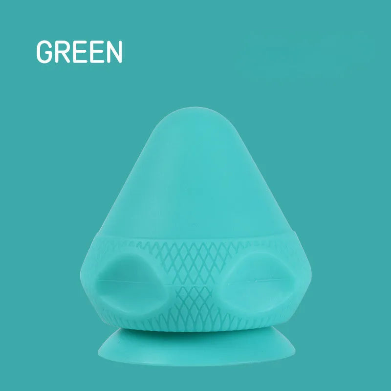 Silicone massage cone ball with suction cup, 62x75mm, green pink purple, for deep tissue back and foot massage.