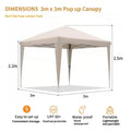 Four-corner folding tent 3x3m with 220cm height in blue, black, green, white, or khaki, silver tape material