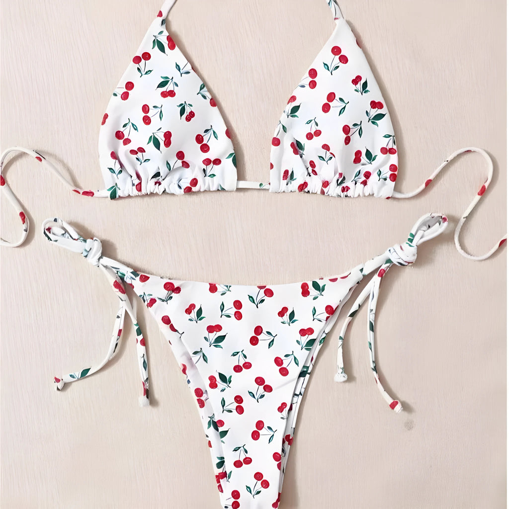 Solid colour halter bikini set with backless design in European and American style