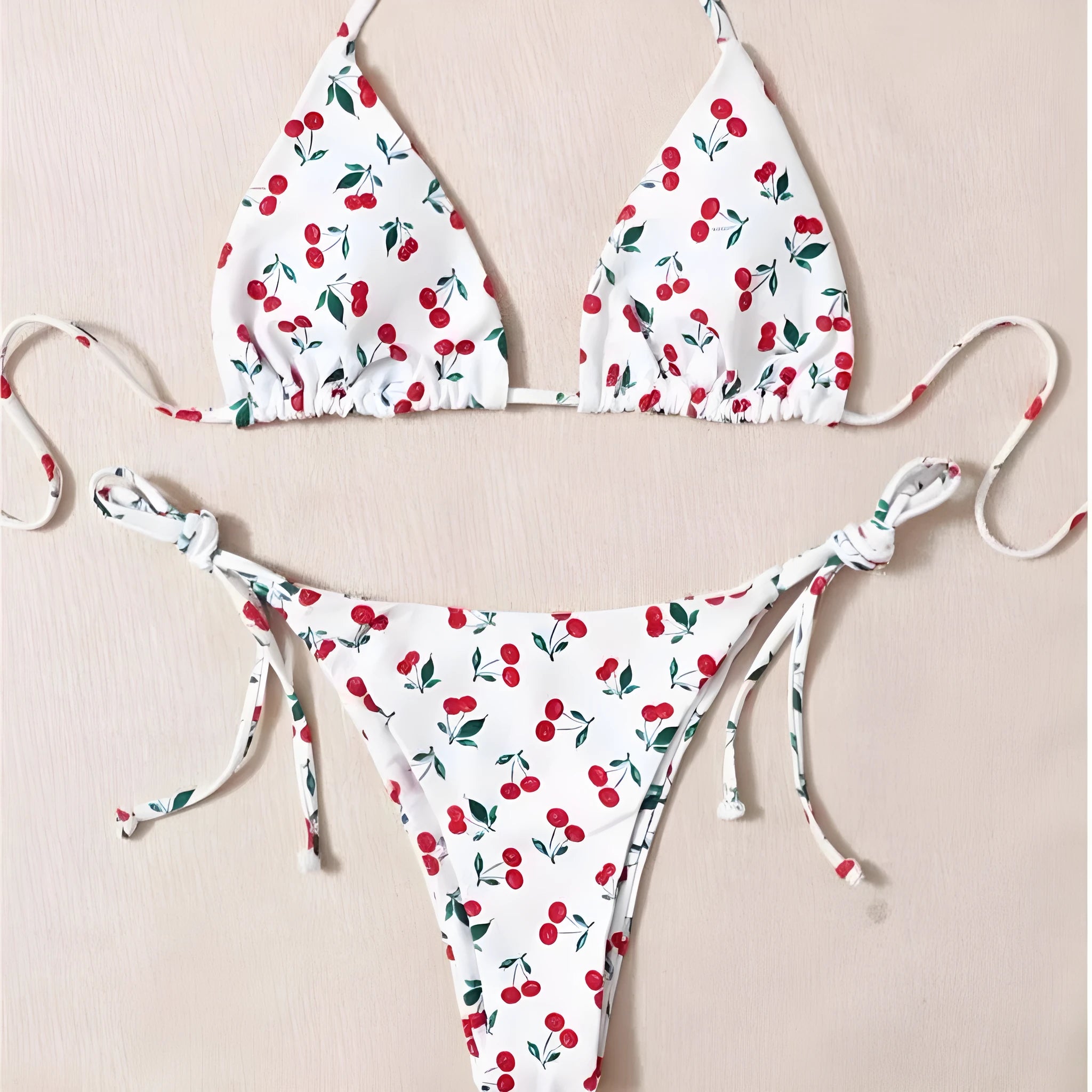 Solid colour halter bikini set with backless design in European and American style