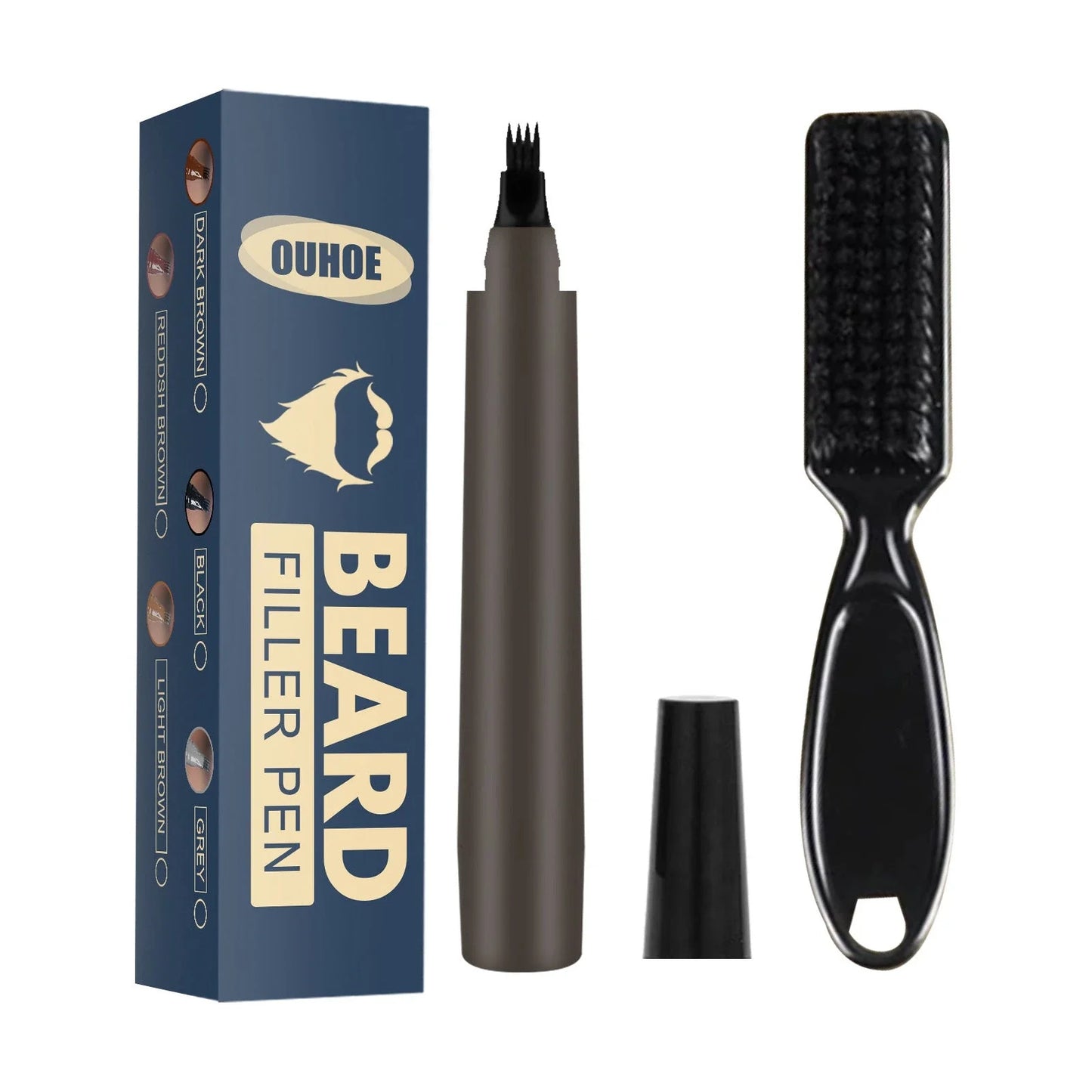 Premium beard filler pencil kit for precisely filling in patchy or thin facial hair for a perfectly contoured, natural-looking beard