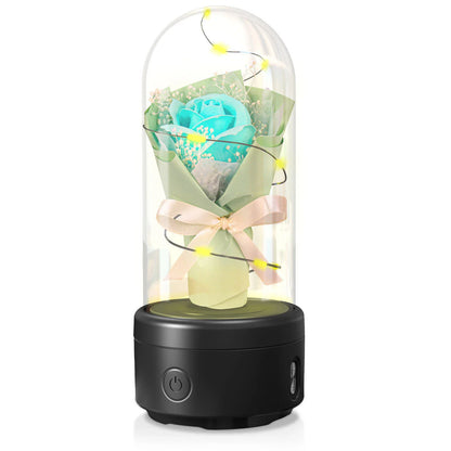 Enchanting 2-in-1 Rose Bouquet: Bluetooth Speaker and Luminous Night Light, with a mesmerizing LED light display and high-quality audio