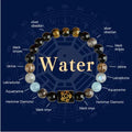 Natural crystal bracelet with five element colours in geometric round shapes