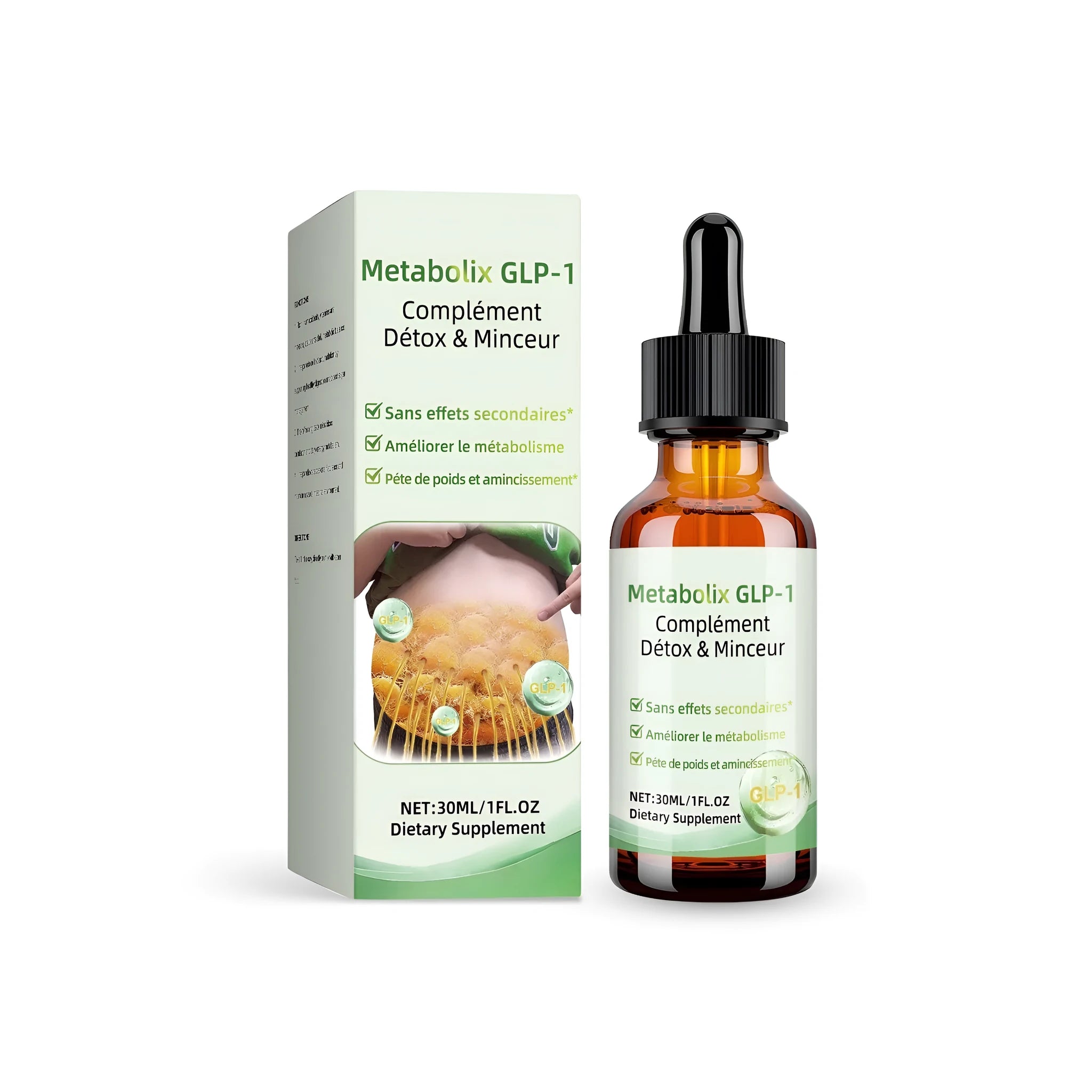 30ml dropper bottle of moringa leaf extract liquid dietary supplement with citrus and peppermint oils