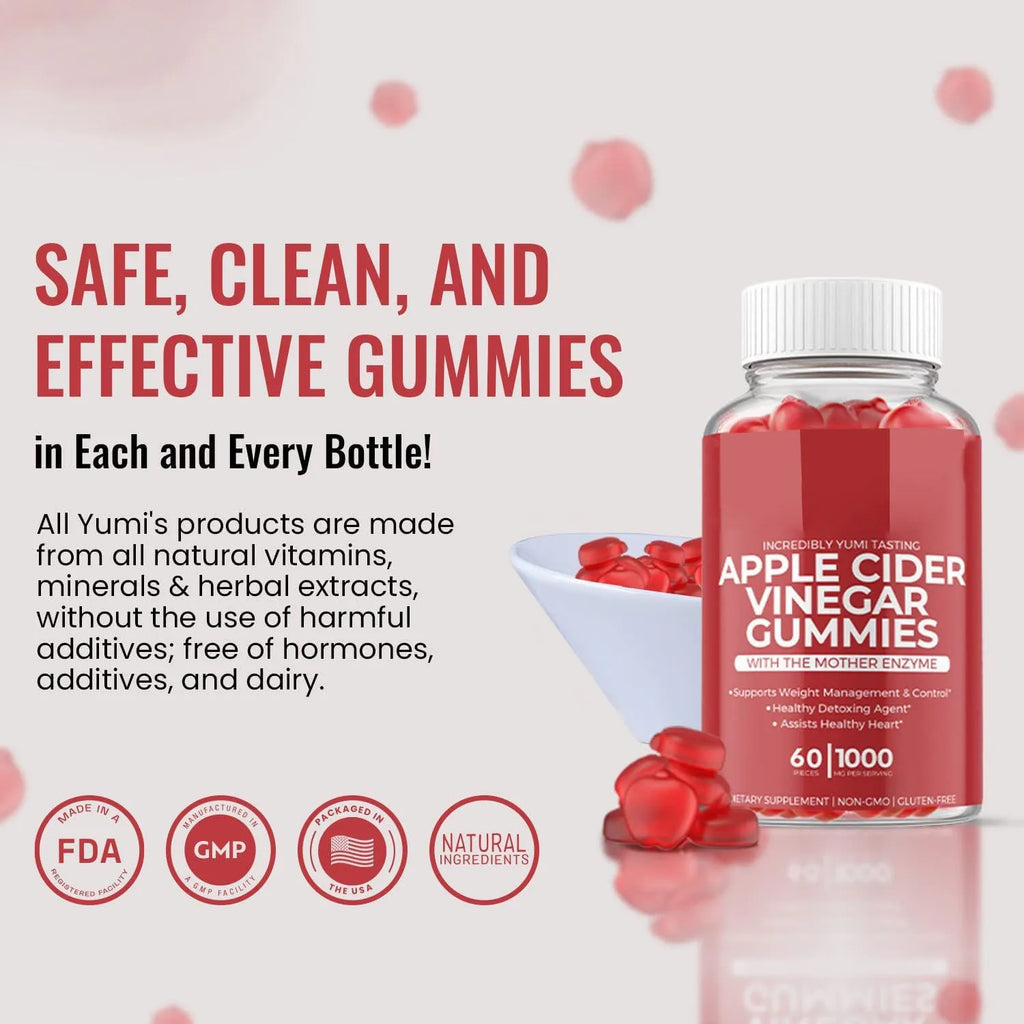 Apple cider vinegar gummies bottle containing 60 soft candy tablets for adult nutritional supplementation