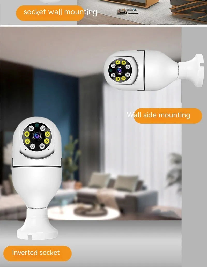 Wireless bulb security camera with 1080p and full colour night vision for indoor outdoor use