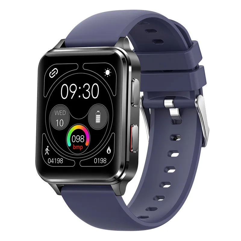Multi-sport smartwatch with 1.7-inch tempered glass screen and silicone wristband