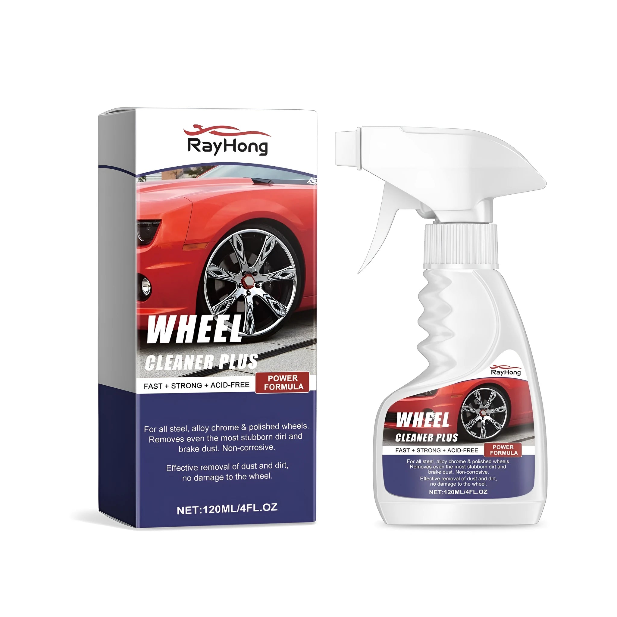 Wheel cleaner 120ml bottle with applicator sponge for alloy wheel stain removal and repair