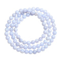 Handmade blue agate bracelet with natural pattern agate balls and striped scattered beads.