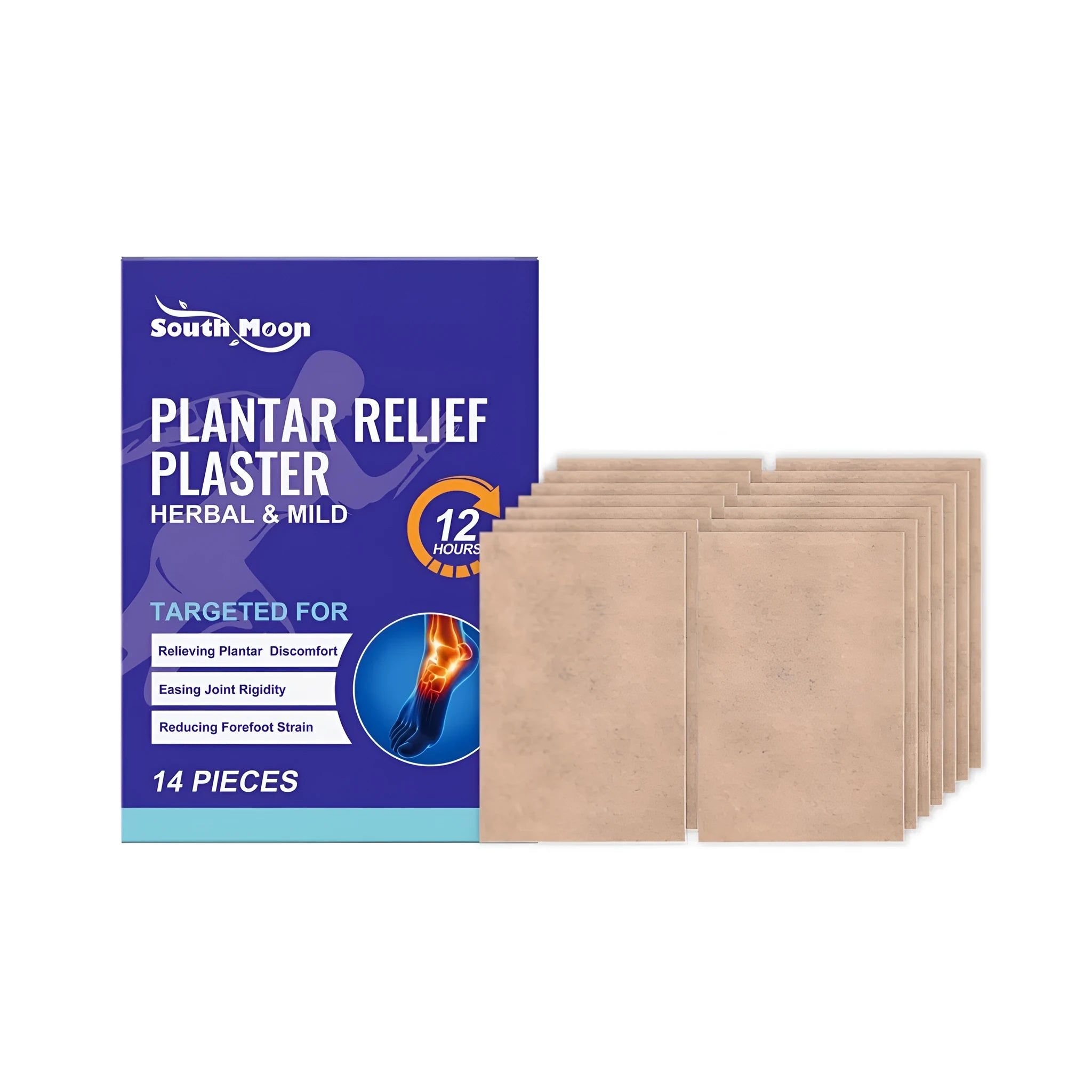 Pack of 14 foot soothing patches with horse chestnut, chilli oil, and eucalyptus oil ingredients