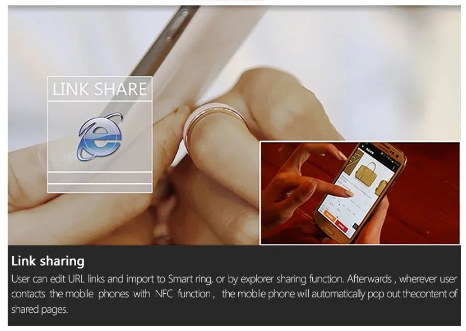 R3F Smart Ring NFC in glazed black enamel finish for contactless payments and digital business card sharing