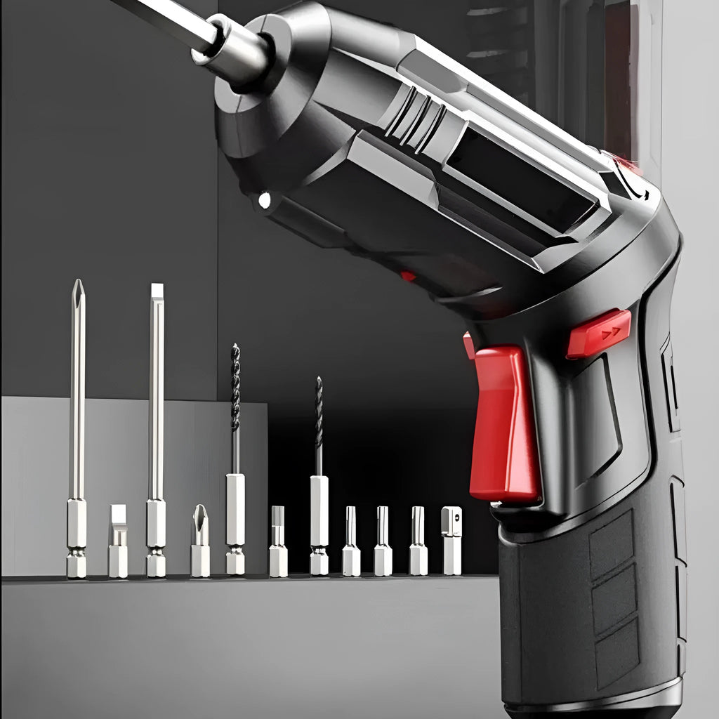 Electric screwdriver set with lithium battery, charging unit, and utility storage bag