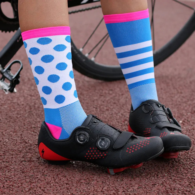 Nylon blend cycling running skate socks in multiple colours including black blue and orange