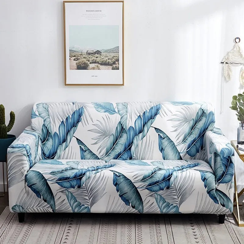 Elastic all-inclusive polyester sofa cover with striped pattern, modern simple style, 15 colours, 1-4 seat models.