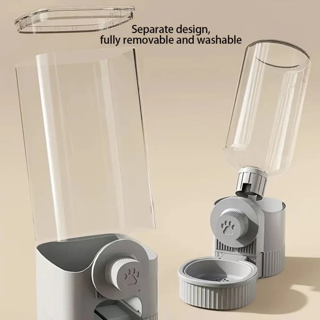 Grey PP cage hanging pet feeder 1200ml and 520ml water dispenser for small puppy cat rabbit