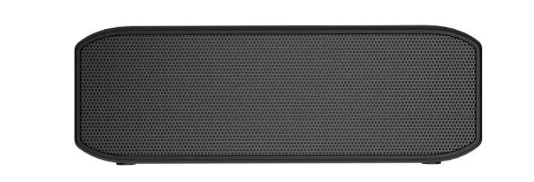 Black waterproof wireless Bluetooth speaker with button controls and USB port