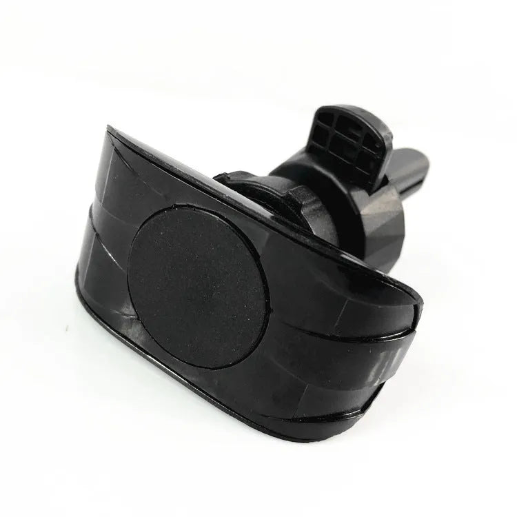 Gloss black car phone holder mounted on vehicle air vent with universal clip mechanism