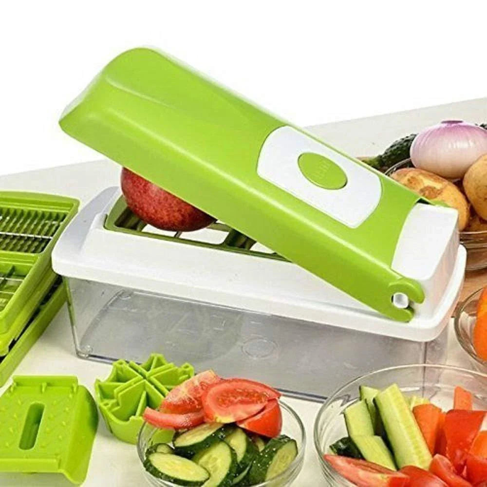 Premium 12-Piece Multifunctional Vegetable Chopper Set with Stainless Steel Blades and ABS Body