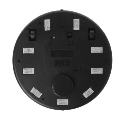 Silver mini robotic vacuum cleaner with compact dimensions for automated floor cleaning