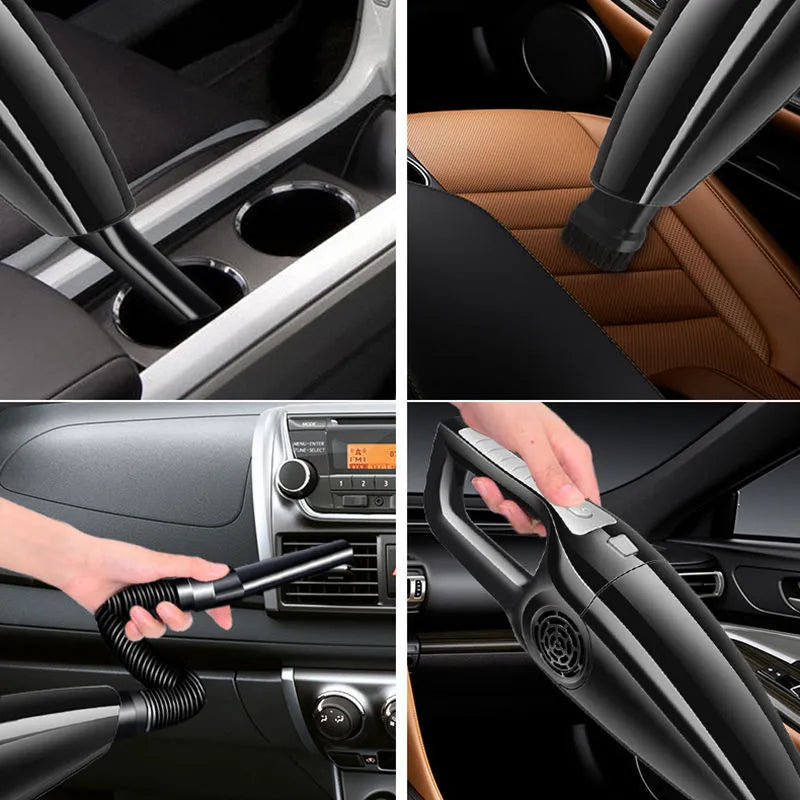 AutoClean Tm wireless portable car vacuum cleaner in black handheld design