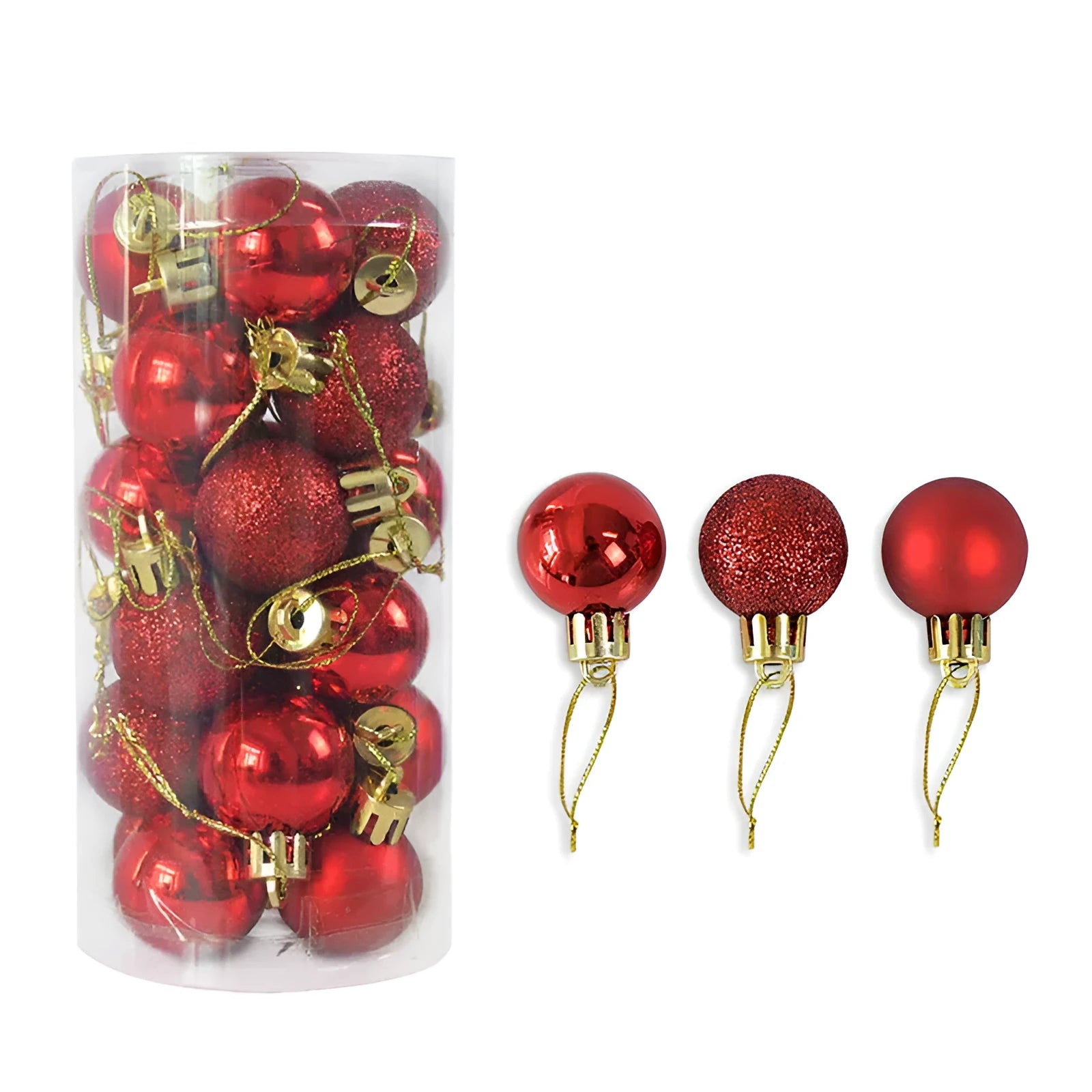 Assorted colour 3cm plastic electroplated Christmas baubles with hanging loops