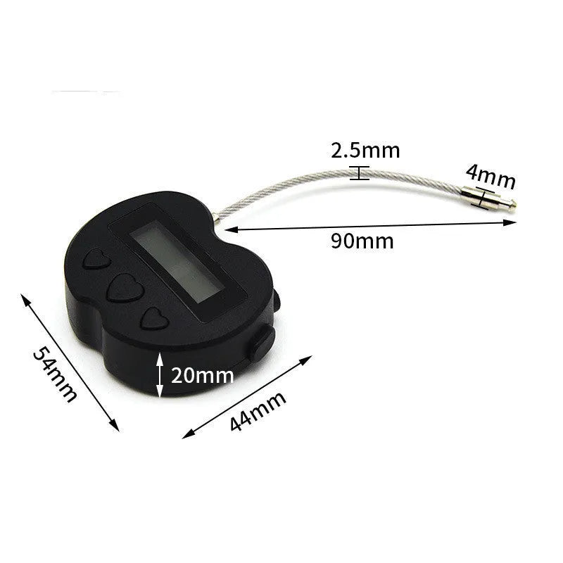 Anti-addiction countdown timer electronic lock in black with ABS body and wire rope
